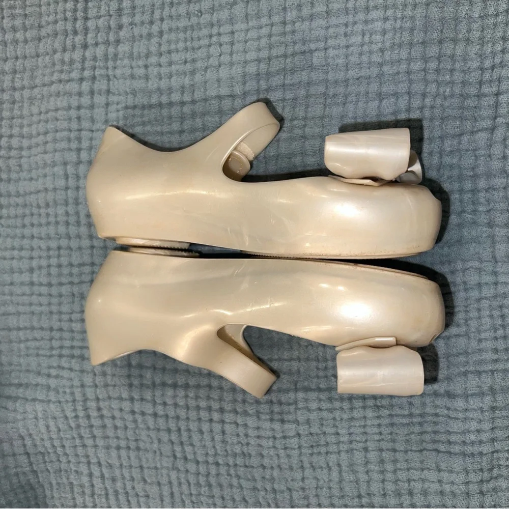 Mini Melissa Cream Bow Mary Jane Shoes
